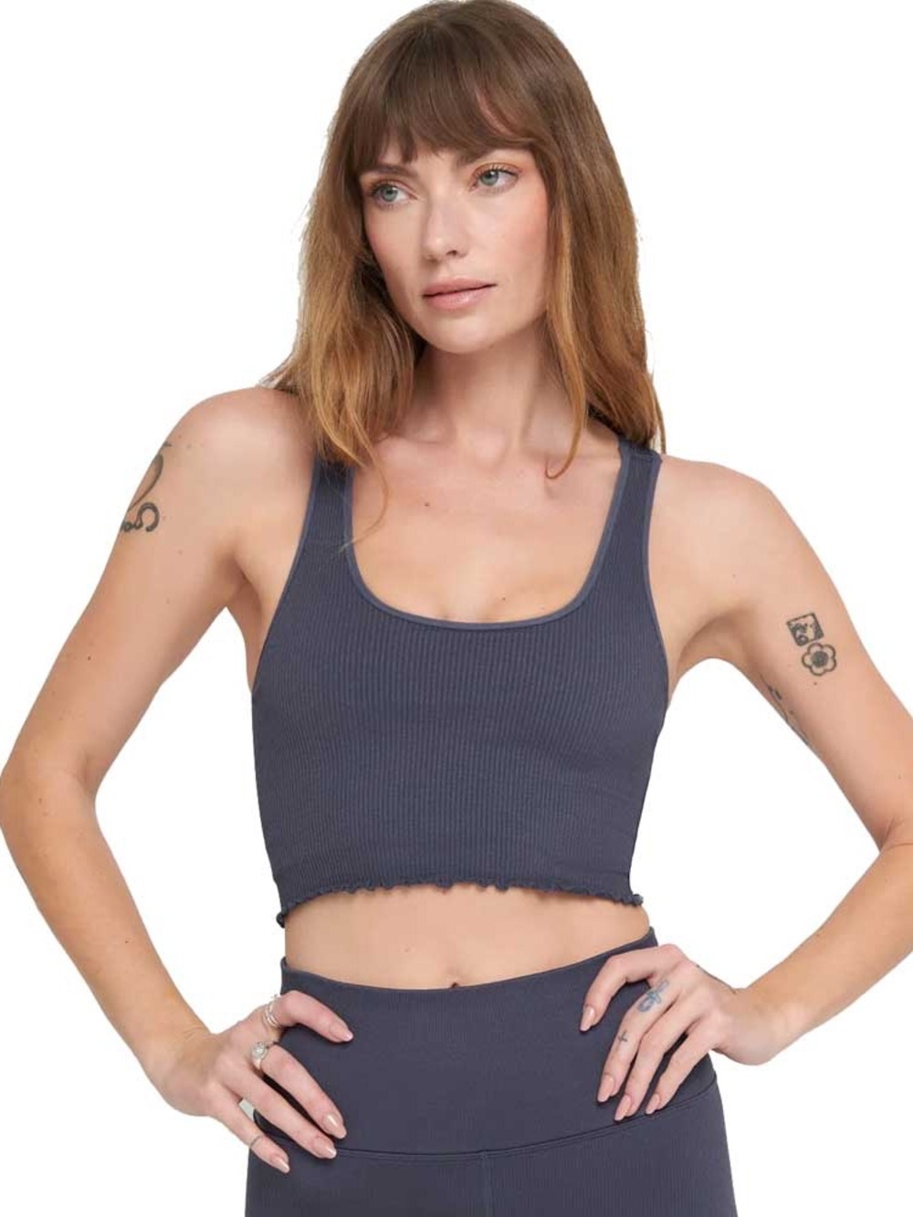 Spiritual Gangster Ribbed Cropped Tank Top in black